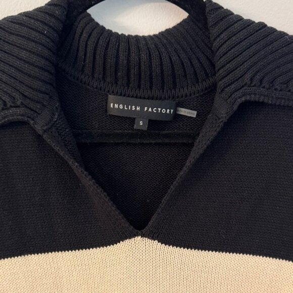 English Factory Black and Cream Knit, Drop Waist Dress, S - Picture 2 of 4